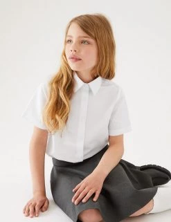 M&S Collection 3pk Girls' Easy Iron School Shirts (2-16 Yrs)