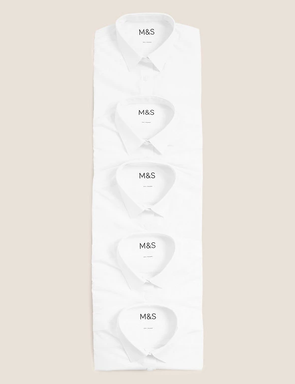 M&S Collection Girls' 5pk Regular Fit Easy To Iron School Shirts (2-18 Yrs) 7 M&S Collection Girls' 5pk Regular Fit Easy To Iron School Shirts (2-18 Yrs) - Image 5