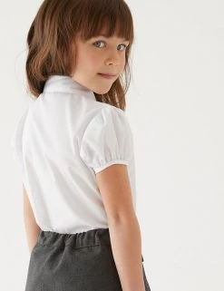 M&S Collection 2pk Girls' Pintuck Easy Iron School Shirts (2-16 Yrs) -School Uniform Sales Store SD 04 T76 5956 Z0 X EC 2