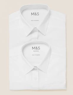 M&S Collection 2pk Girls' Non-Iron School Shirts (2-18 Yrs) -School Uniform Sales Store SD 04 T76 5982 Z0 X EC 7