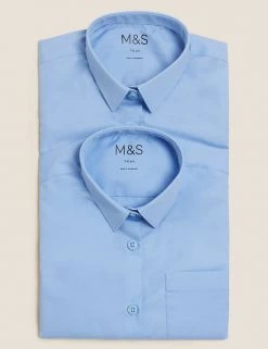 M&S Collection 2pk Girls' Slim Fit Non-Iron School Shirts (2-18 Yrs) 26 M&S Collection 2pk Girls' Slim Fit Non-Iron School Shirts (2-18 Yrs) -School Uniform Sales Store SD 04 T76 5984 E0 X EC 7