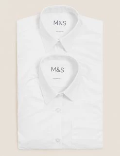 M&S Collection 2pk Girls' Slim Fit Non-Iron School Shirts (2-18 Yrs) 19 M&S Collection 2pk Girls' Slim Fit Non-Iron School Shirts (2-18 Yrs) -School Uniform Sales Store SD 04 T76 5984 Z0 X EC 7