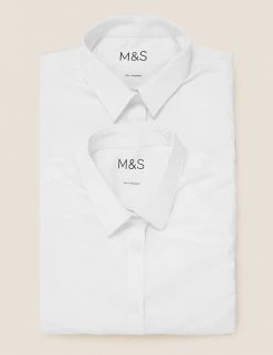 M&S Collection 2pk Girls' Skinny Fit School Shirts (2-18 Yrs) -School Uniform Sales Store SD 04 T76 5991 Z0 X EC 7