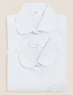 M&S Collection 2pk Regular Fit Easy To Iron School Shirts (2-14 Yrs) -School Uniform Sales Store SD 04 T76 5992 Z0 X EC 7