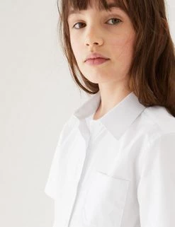 M&S Collection 2pk Girls’ Slim Fit Pure Cotton School Shirts (2-18 Yrs) -School Uniform Sales Store SD 04 T76 5996S Z0 X EC 1