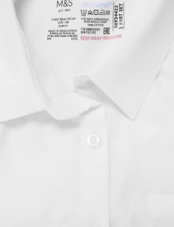 M&S Collection 2pk Girls’ Slim Fit Pure Cotton School Shirts (2-18 Yrs) -School Uniform Sales Store SD 04 T76 5996S Z0 X EC 3