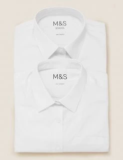 M&S Collection Shirts 2pk Girls' Non-Iron School Blouses (2-16 Yrs) -School Uniform Sales Store SD 04 T76 6017 Z0 X EC 7
