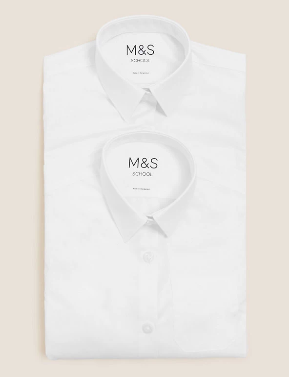 M&S Collection Shirts 2pk Girls' Slim Fit Non-Iron School Blouses (2-16 Yrs) 9 M&S Collection Shirts 2pk Girls' Slim Fit Non-Iron School Blouses (2-16 Yrs) - Image 7