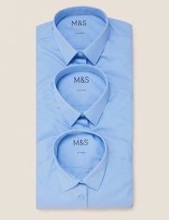 M&S Collection 3pk Girls' Easy Iron School Shirts (2-16 Yrs) -School Uniform Sales Store SD 04 T76 6023 E0 X EC 7