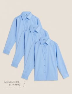 M&S Collection 3pk Girls' Easy Iron School Shirts (2-16 Yrs) -School Uniform Sales Store SD 04 T76 6023 E0 X EC 90