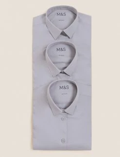 M&S Collection 3pk Girls' Easy Iron School Shirts (2-16 Yrs) -School Uniform Sales Store SD 04 T76 6023 T0 X EC 7