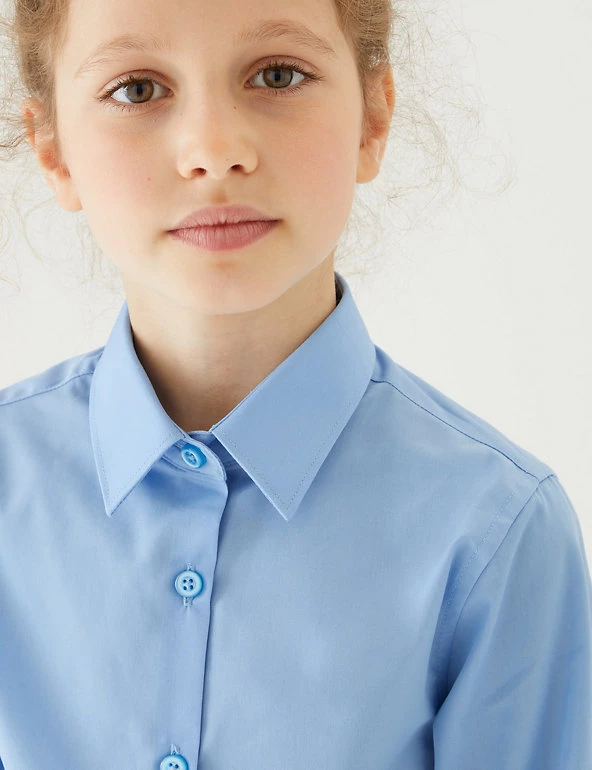 M&S Collection 3pk Girls' Slim Fit Easy Iron School Shirts (2-16 Yrs) 11 M&S Collection 3pk Girls' Slim Fit Easy Iron School Shirts (2-16 Yrs) - Image 9