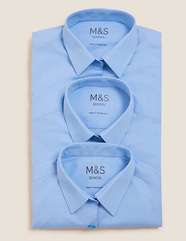 M&S Collection 3pk Girls' Slim Fit Easy Iron School Shirts (2-16 Yrs) 14 M&S Collection 3pk Girls' Slim Fit Easy Iron School Shirts (2-16 Yrs) - Image 12