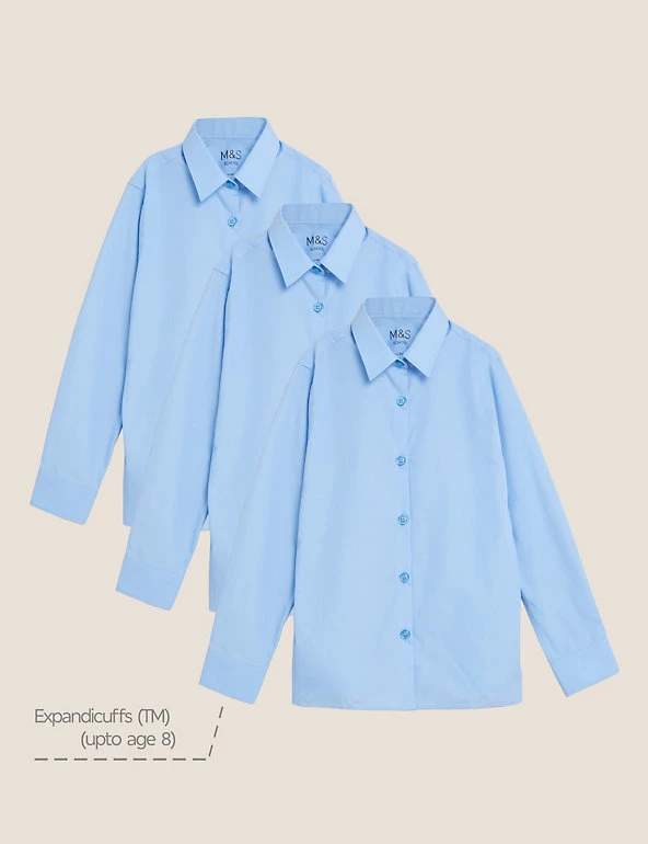 M&S Collection 3pk Girls' Slim Fit Easy Iron School Shirts (2-16 Yrs) 10 M&S Collection 3pk Girls' Slim Fit Easy Iron School Shirts (2-16 Yrs) - Image 8