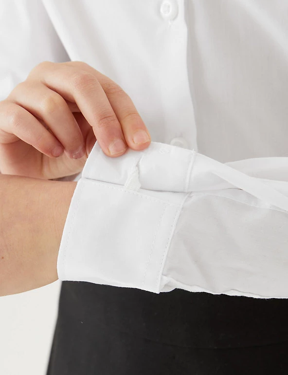 M&S Collection 3pk Girls' Slim Fit Easy Iron School Shirts (2-16 Yrs) 6 M&S Collection 3pk Girls' Slim Fit Easy Iron School Shirts (2-16 Yrs) - Image 4