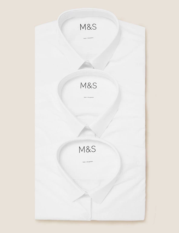 M&S Collection 3pk Girls' Slim Fit Easy Iron School Shirts (2-16 Yrs) 8 M&S Collection 3pk Girls' Slim Fit Easy Iron School Shirts (2-16 Yrs) - Image 6
