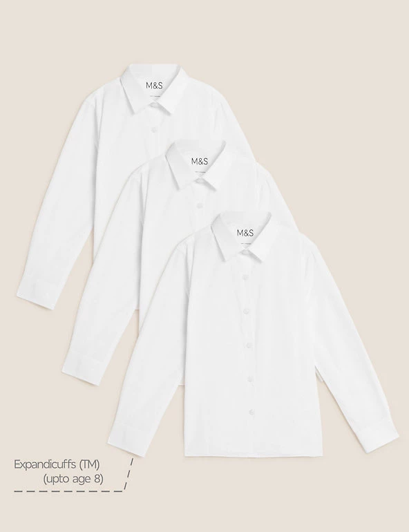 M&S Collection 3pk Girls' Slim Fit Easy Iron School Shirts (2-16 Yrs) 4 M&S Collection 3pk Girls' Slim Fit Easy Iron School Shirts (2-16 Yrs) - Image 2