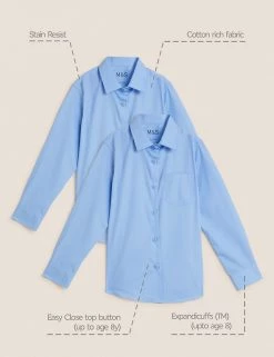 M&S Collection 2pk Girls' Non-Iron School Shirts (2-18 Yrs) -School Uniform Sales Store SD 04 T76 6037 E0 X EC 90