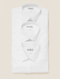 M&S Collection 3pk Girls' Easy Dressing Easy Iron School Shirts (3-18 Yrs) -School Uniform Sales Store SD 04 T76 6042 Z0 X EC 7