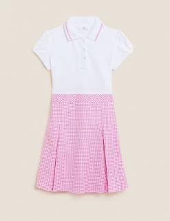 M&S Collection Dresses Girls' 2 In 1 Gingham Pleated School Dress (2-14 Yrs) -School Uniform Sales Store SD 04 T76 6475 A0 X EC 90