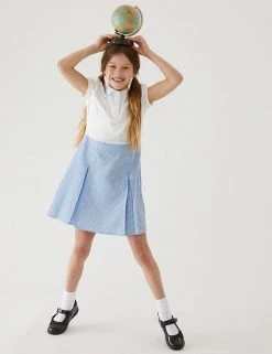 M&S Collection Dresses Girls' 2 In 1 Gingham Pleated School Dress (2-14 Yrs) -School Uniform Sales Store SD 04 T76 6475 E1 X EC 0