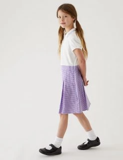 M&S Collection Dresses Girls' 2 In 1 Gingham Pleated School Dress (2-14 Yrs) -School Uniform Sales Store SD 04 T76 6475 G0 X EC 0