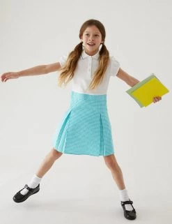 M&S Collection Dresses Girls' 2 In 1 Gingham Pleated School Dress (2-14 Yrs) -School Uniform Sales Store SD 04 T76 6475 J0 X EC 0