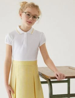 M&S Collection Dresses Girls' 2 In 1 Gingham Pleated School Dress (2-14 Yrs) -School Uniform Sales Store SD 04 T76 6475 R0 X EC 1