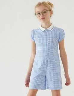 M&S Collection Dresses Girls' Gingham School Playsuit (2-14 Yrs) -School Uniform Sales Store SD 04 T76 6479 E1 X EC 0