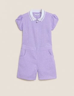 M&S Collection Dresses Girls' Gingham School Playsuit (2-14 Yrs) -School Uniform Sales Store SD 04 T76 6479 G0 X EC 90