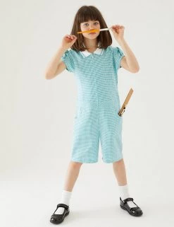M&S Collection Dresses Girls' Gingham School Playsuit (2-14 Yrs) -School Uniform Sales Store SD 04 T76 6479 J0 X EC 0