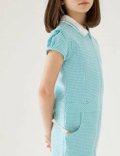M&S Collection Dresses Girls' Gingham School Playsuit (2-14 Yrs) -School Uniform Sales Store SD 04 T76 6479 J0 X EC 1