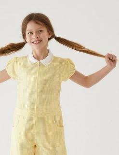 M&S Collection Dresses Girls' Gingham School Playsuit (2-14 Yrs) -School Uniform Sales Store SD 04 T76 6479 R0 X EC 1