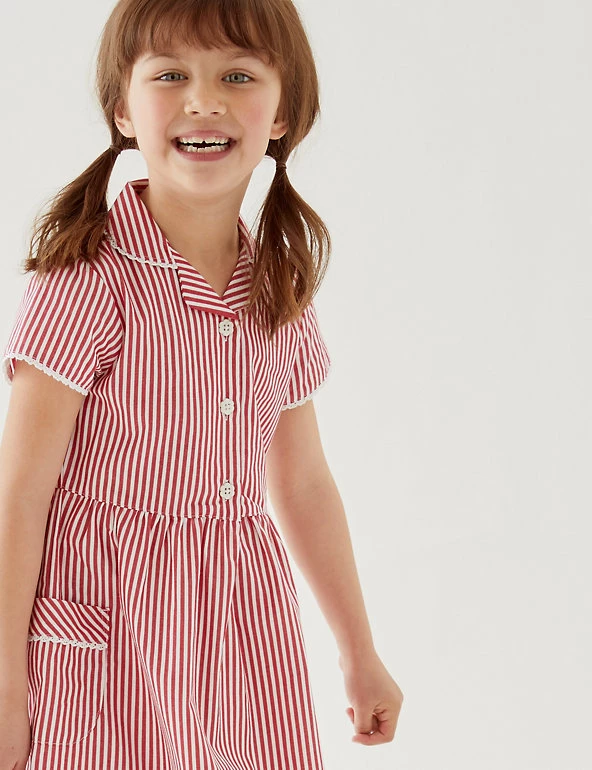 M&S Collection Dresses Girls' Pure Cotton Striped School Dress (2-14 Yrs) 5 M&S Collection Dresses Girls' Pure Cotton Striped School Dress (2-14 Yrs) - Image 3