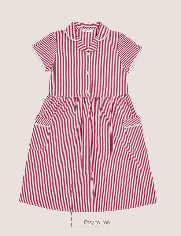 M&S Collection Dresses Girls' Pure Cotton Striped School Dress (2-14 Yrs) 4 M&S Collection Dresses Girls' Pure Cotton Striped School Dress (2-14 Yrs) - Image 2