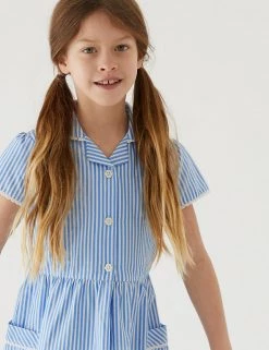 M&S Collection Dresses Girls' Pure Cotton Striped School Dress (2-14 Yrs) 75 M&S Collection Dresses Girls' Pure Cotton Striped School Dress (2-14 Yrs) -School Uniform Sales Store SD 04 T76 6480 E1 X EC 1