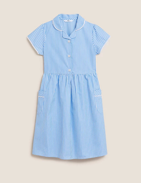 M&S Collection Dresses Girls' Pure Cotton Striped School Dress (2-14 Yrs) 32 M&S Collection Dresses Girls' Pure Cotton Striped School Dress (2-14 Yrs) - Image 30