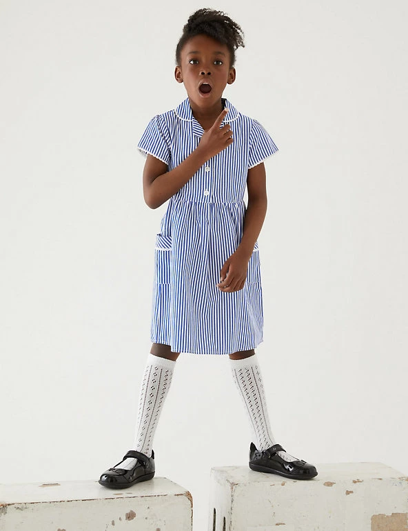 M&S Collection Dresses Girls' Pure Cotton Striped School Dress (2-14 Yrs) 35 M&S Collection Dresses Girls' Pure Cotton Striped School Dress (2-14 Yrs) - Image 33