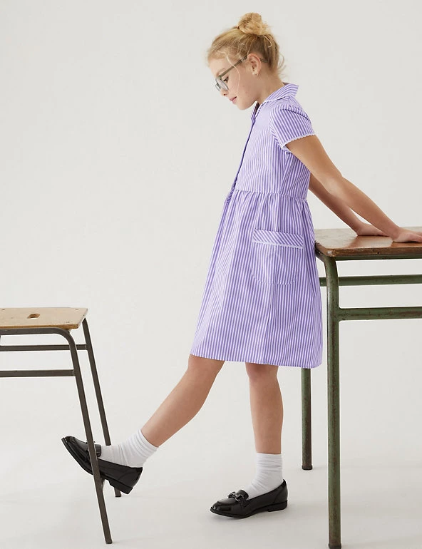 M&S Collection Dresses Girls' Pure Cotton Striped School Dress (2-14 Yrs) 20 M&S Collection Dresses Girls' Pure Cotton Striped School Dress (2-14 Yrs) - Image 18