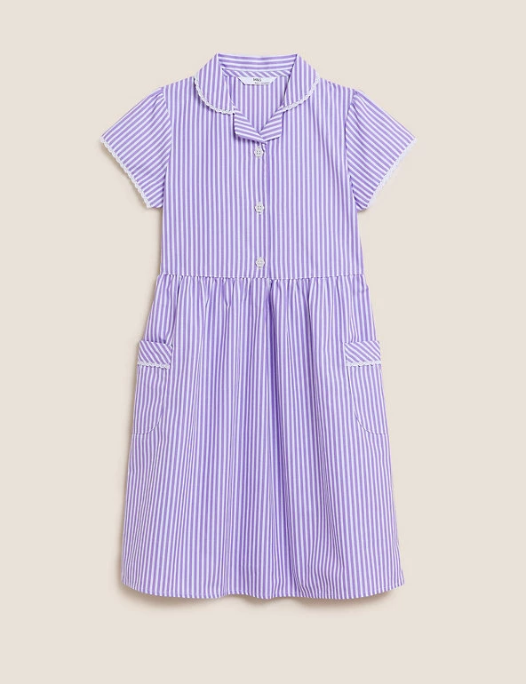 M&S Collection Dresses Girls' Pure Cotton Striped School Dress (2-14 Yrs) 21 M&S Collection Dresses Girls' Pure Cotton Striped School Dress (2-14 Yrs) - Image 19
