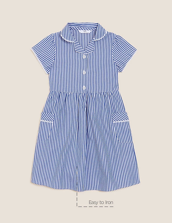 M&S Collection Dresses Girls' Pure Cotton Striped School Dress (2-14 Yrs) 26 M&S Collection Dresses Girls' Pure Cotton Striped School Dress (2-14 Yrs) - Image 24