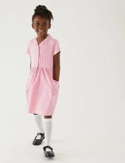 M&S Collection Dresses Girls' Pure Cotton Gingham School Dress (2-14 Yrs) -School Uniform Sales Store SD 04 T76 6481 A0 X EC 0