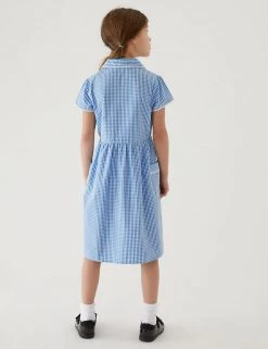 M&S Collection Dresses Girls' Pure Cotton Gingham School Dress (2-14 Yrs) -School Uniform Sales Store SD 04 T76 6481 E1 X EC 2