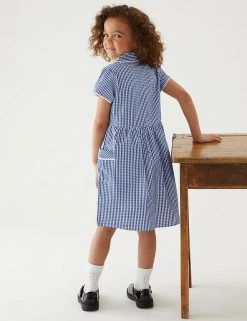 M&S Collection Dresses Girls' Pure Cotton Gingham School Dress (2-14 Yrs) -School Uniform Sales Store SD 04 T76 6481 F0 X EC 2