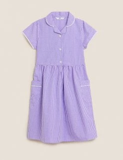 M&S Collection Dresses Girls' Pure Cotton Gingham School Dress (2-14 Yrs) -School Uniform Sales Store SD 04 T76 6481 G0 X EC 90