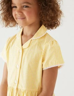 M&S Collection Dresses Girls' Pure Cotton Gingham School Dress (2-14 Yrs) -School Uniform Sales Store SD 04 T76 6481 R0 X EC 1