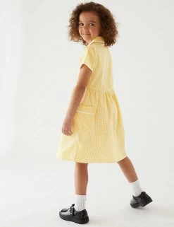 M&S Collection Dresses Girls' Pure Cotton Gingham School Dress (2-14 Yrs) -School Uniform Sales Store SD 04 T76 6481 R0 X EC 2