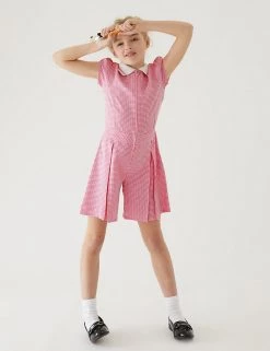 Dresses Girls' Gingham Pleated Zip School Playsuit (2-14 Yrs) -School Uniform Sales Store SD 04 T76 6482 A0 X EC 0