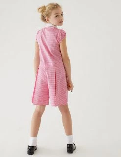 Dresses Girls' Gingham Pleated Zip School Playsuit (2-14 Yrs) -School Uniform Sales Store SD 04 T76 6482 A0 X EC 2
