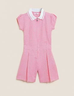 Dresses Girls' Gingham Pleated Zip School Playsuit (2-14 Yrs) -School Uniform Sales Store SD 04 T76 6482 A0 X EC 90